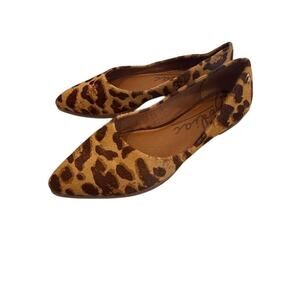 Zodiac Hill 7.5 leopard leather pointed toe faux fur animal flats 3087